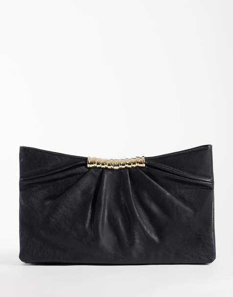 ASOS DESIGN - clutch multibolsillo con herrajes metálicos en negro y estampado de serpiente - view 1