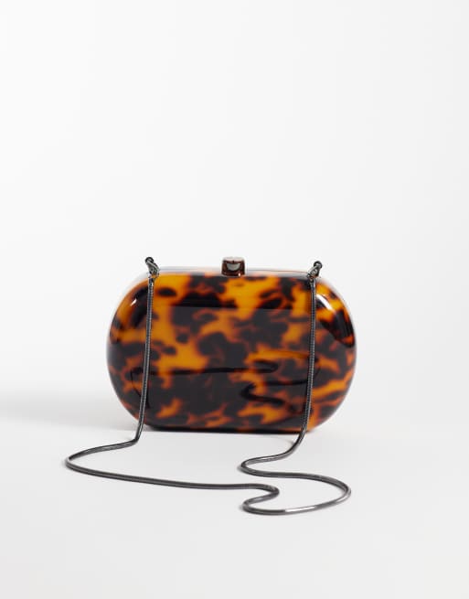ASOS DESIGN clutch-taske med skildpaddemønster og kæderem, 3 af 4