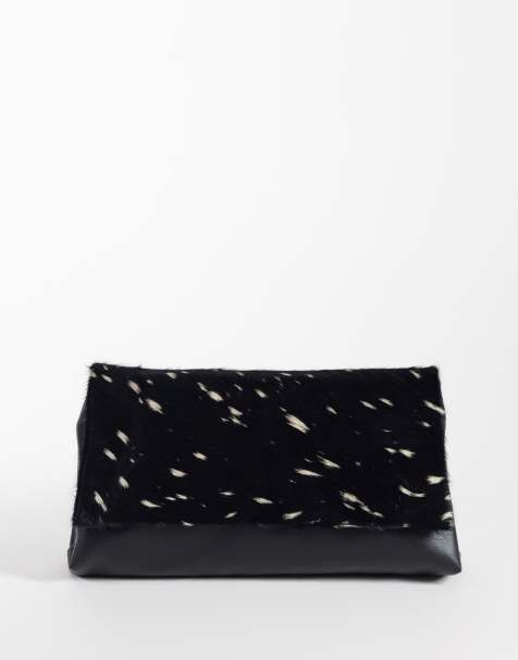 ASOS DESIGN - Clutch van echt behaard leer met flap en hertenprint - view 1