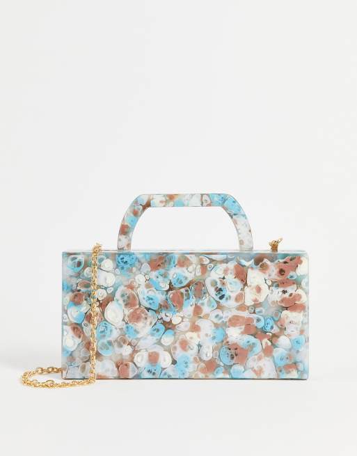 ASOS DESIGN - Clutch van hars met vlekkenprint in multi 
