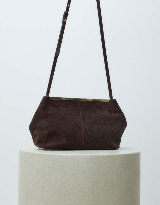 ASOS DESIGN - Clutch van suède in chocoladebruin, 3 van 5