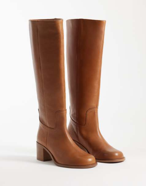ASOS DESIGN - Clyde - Bottes montantes à enfiler en cuir avec bout rond - Fauve - view 1