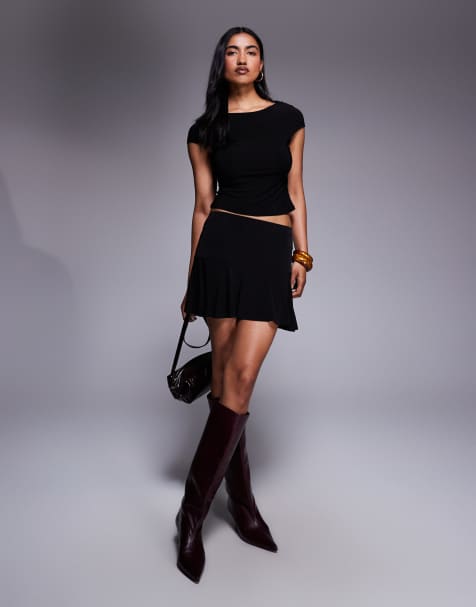ASOS DESIGN co-ord backless slinky crop top in black