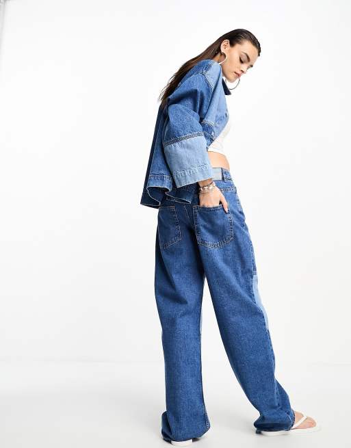 ASOS DESIGN co-ord  baggy  jean in blue patchwork, 4 of 5