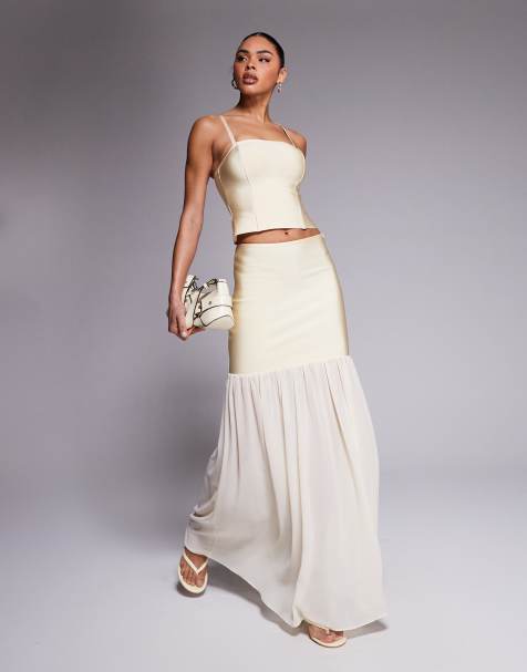 ASOS DESIGN co-ord bandage cami top and maxi skirt in buttermilk - view 1