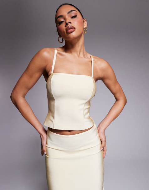 ASOS DESIGN co-ord bandage cami top in buttermilk - view 1