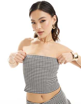 Asos Design Co-Ord Bandeau Top In Check-Multi