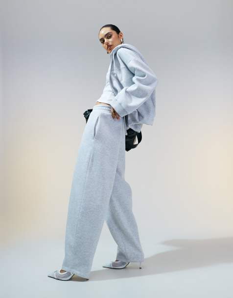 ASOS DESIGN co-ord barrel leg jogger in grey marl - view 1