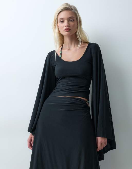 ASOS DESIGN co-ord beaded kimono sleeve top in black, 5 of 5