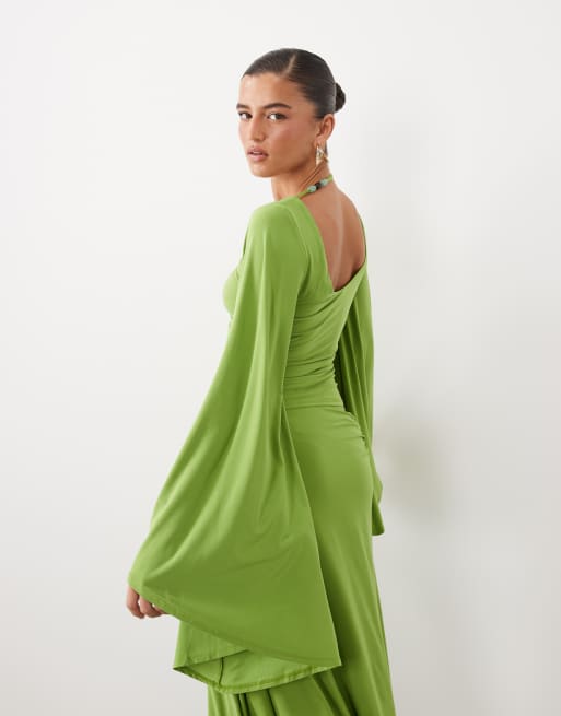 ASOS DESIGN co-ord beaded kimono sleeve top in green, 4 of 4