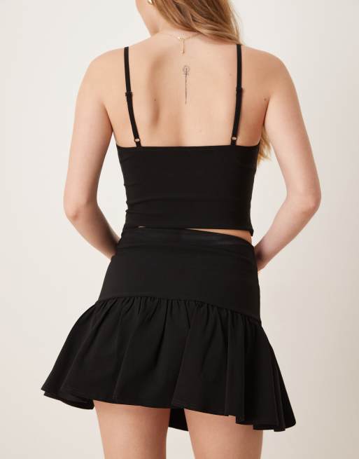 ASOS DESIGN co-ord bengaline flippy mini skirt in black, 3 of 5