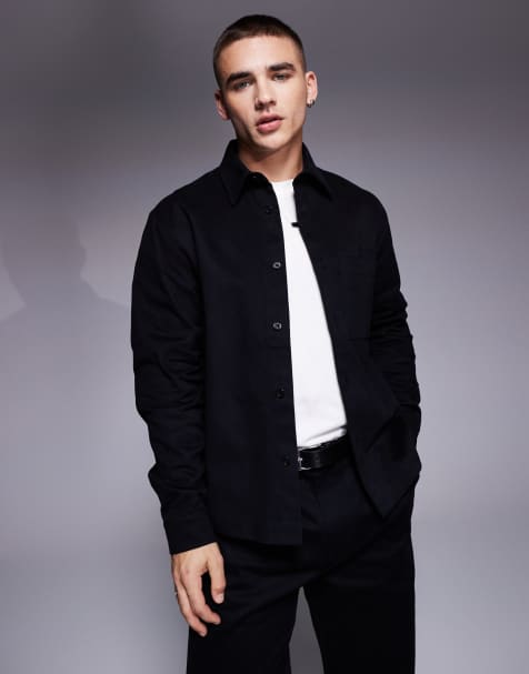 ASOS DESIGN co-ord boxy overshirt in black - view 1
