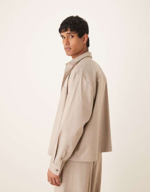 ASOS DESIGN co-ord boxy oversized pinstripe shirt in grey, 2 of 4