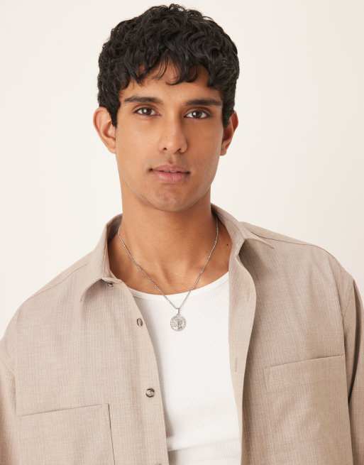 ASOS DESIGN co-ord boxy oversized pinstripe shirt in grey, 3 of 4
