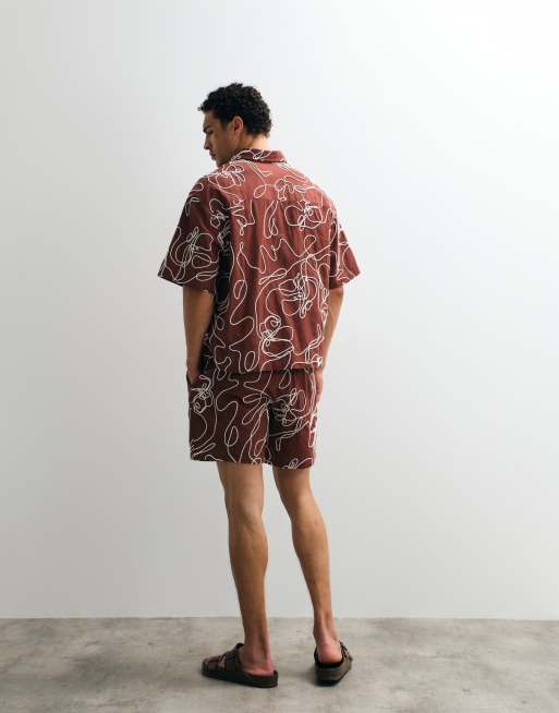 ASOS DESIGN co-ord boxy oversized rope detail shirt in burgundy, 5 of 9