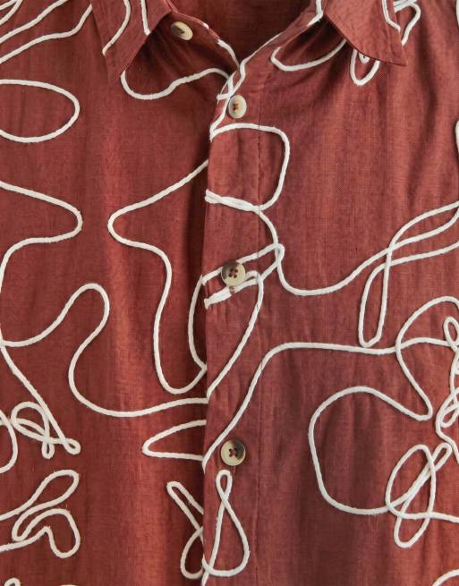 ASOS DESIGN co-ord boxy oversized rope detail shirt in burgundy, 9 of 9