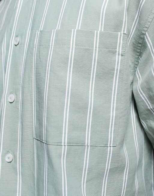 ASOS DESIGN co-ord boxy oversized shirt in green stripe, 3 of 4