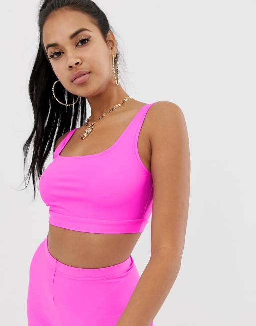 ASOS DESIGN co-ord bralet top in neon pink