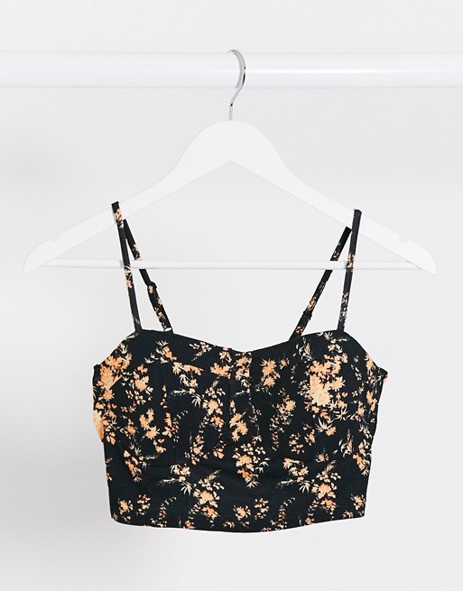 ASOS DESIGN co-ord bralet with padding in floral print