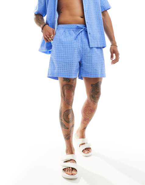 ASOS DESIGN Co-ord broderie short in blue  - view 1