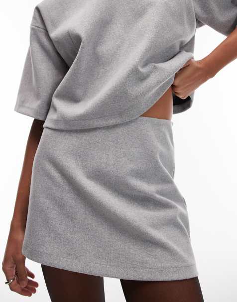 ASOS DESIGN co-ord brushed a-line skort in grey - view 1