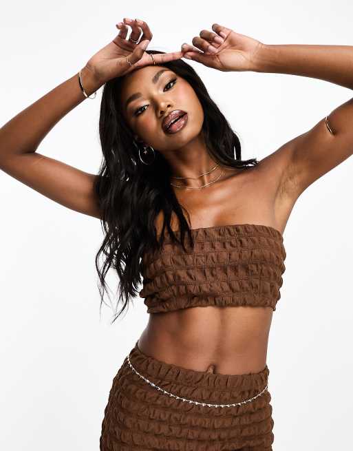 Cocoa Brown Bandeau Crop Top