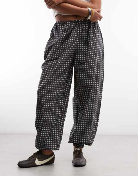 ASOS DESIGN co-ord-bukser med ballonben og bindebånd ved kanten i seersucker-ternet - view 1