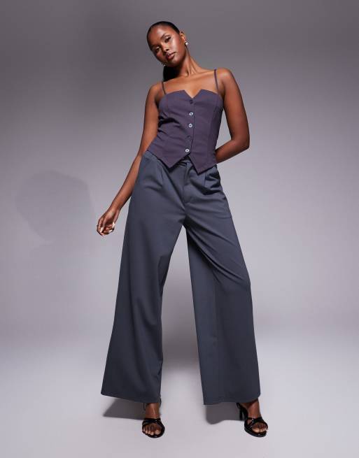 ASOS DESIGN co-ord button detail cami waistcoat & wide leg trousers