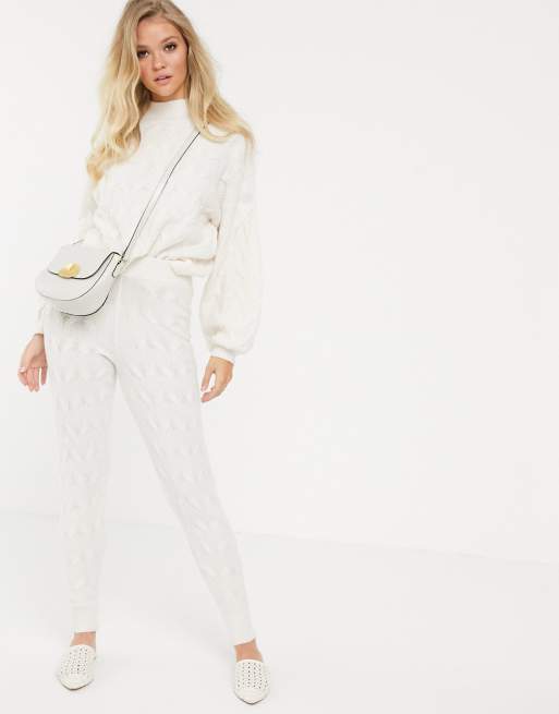 ASOS DESIGN cable co-ord in Cream, 3 of 3