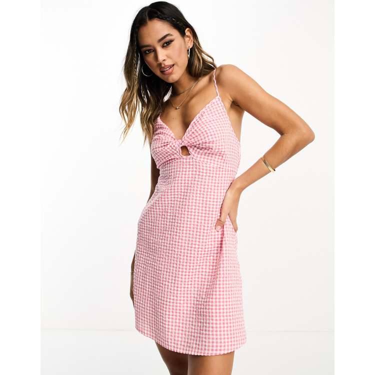 Asos pink 2025 gingham dress