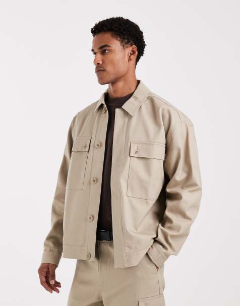 ASOS DESIGN co-ord canvas jacket in beige - view 1