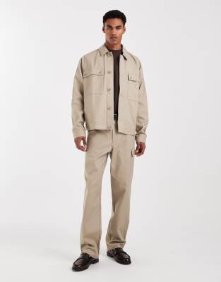 Asos Design Co-ord Canvas Jacket In Neutral