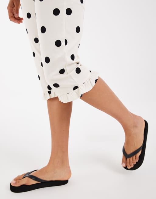 ASOS DESIGN  co ord capri trousers with frill in polka dot, 3 of 5