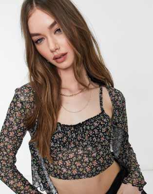 mesh floral cardigan