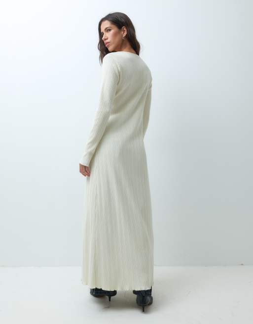 ASOS DESIGN co-ord cardigan lungo a costine color écru, 3 di 5