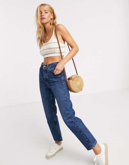 ASOS DESIGN co-ord chunky knitted bralet in cream stripe, 4 of 4