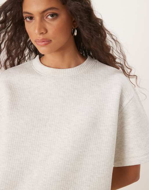 ASOS DESIGN co-ord chunky rib short sleeve t-shirt in grey  marl