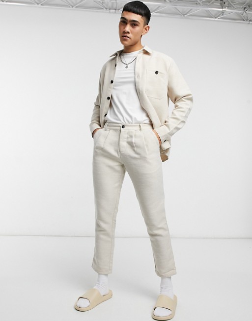 ASOS DESIGN co-ord cigarette fit trousers in linen look | ASOS