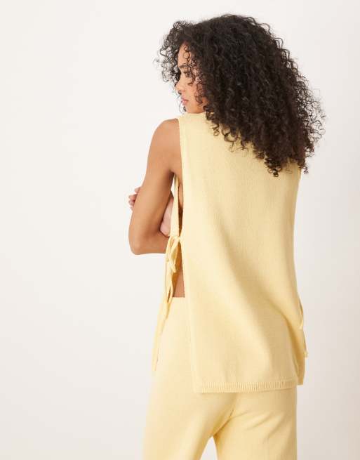 ASOS DESIGN co-ord clean twist side longline top in buttermilk, 4 of 4