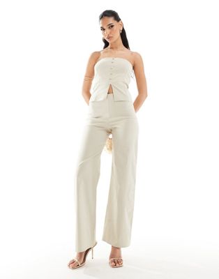 ASOS DESIGN co-ord clean wide leg trouser in stone