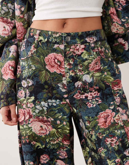 ASOS DESIGN co-ord con pantaloni barrel con fiocco e stampa tapestry floreale, 2 di 5