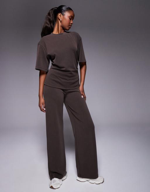 ASOS DESIGN co-ord corset waist tee in brown, 2 of 4