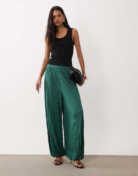 ASOS DESIGN co-ord crinkle ballonbroek in groen - view 1