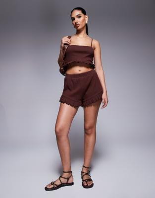 ASOS DESIGN co-ord crinkle brown - view 1