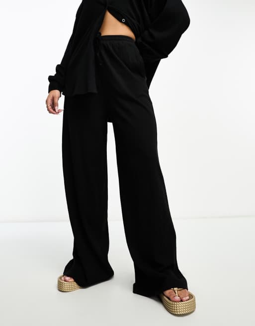 Asos black best sale wide leg trousers