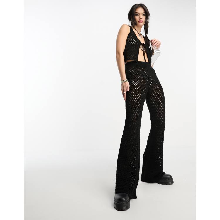 ASOS DESIGN co ord crochet flare trousers in black ASOS