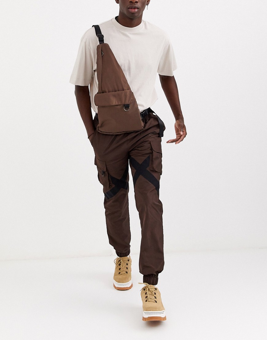 ASOS DESIGN co-ord cross body harness bag in brown