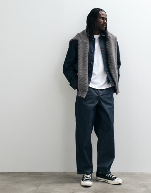ASOS DESIGN co-ord denim harrington jacket in raw indigo, 3 of 5