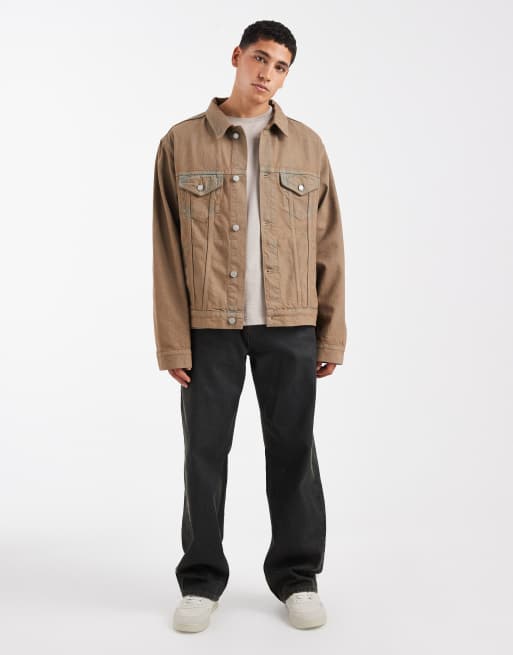 ASOS DESIGN co-ord denim jacket in tan wash, 2 of 5