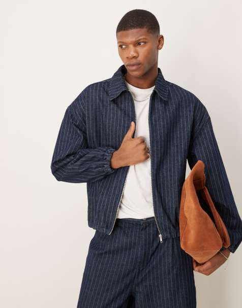 ASOS DESIGN co-ord denim jacket with stripe in dark wash blue - view 1